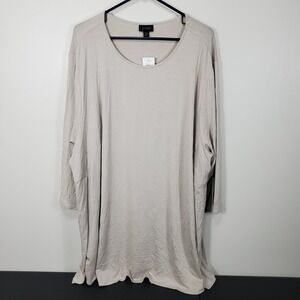 JJILL Wearever Collection NWT Rayon Stretch Tunic 4X Gray Tan Side Slits Truffle